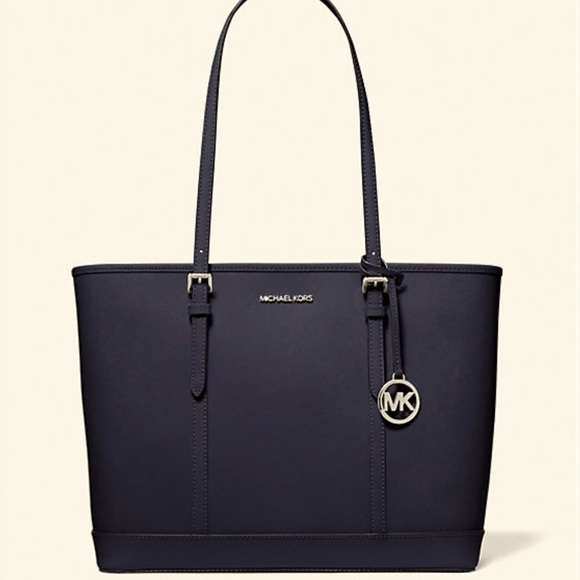 Michael Kors Jet Set Travel Saffiano Leather Tote - Black - Picture 1 of 13